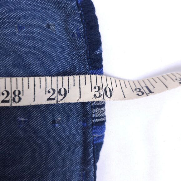 Carbon 2 Cobalt Mens Large Blue Plaid Geometric Shaped Button Up Shirt - Picture 7 of 7